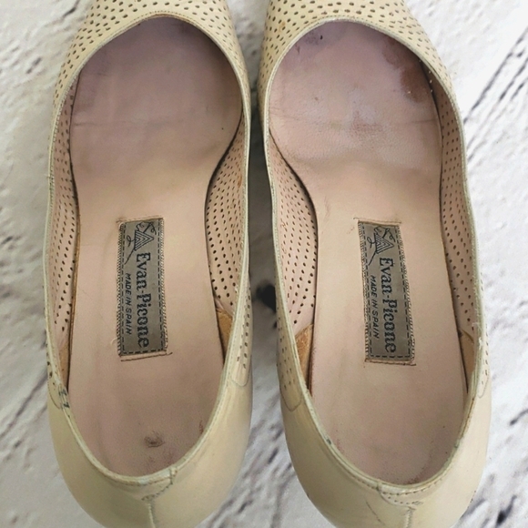 EVAN-PICONE Leather Heel Pumps Taupe Perferated Made in Spain 8N - Picture 6 of 13